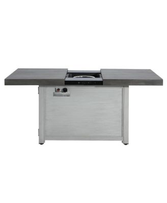 Extendable Rectangle Aluminum Alloy Fire Pit Table, 50,000BTU