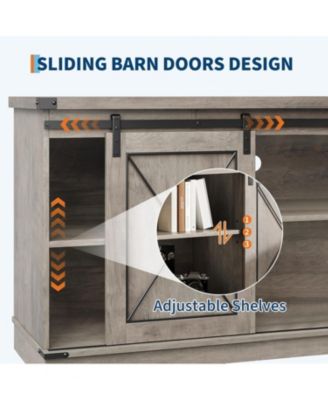 Farmhouse 59" TV Stand Up to 65 Inches, Mid Century Modern TV Entertainment Center with Storage Cabinets