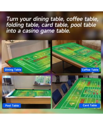 70" x 35" Casino Craps Tabletop Layout Mat with Carrying Bag, Non-Slip Rubber Layout Mat