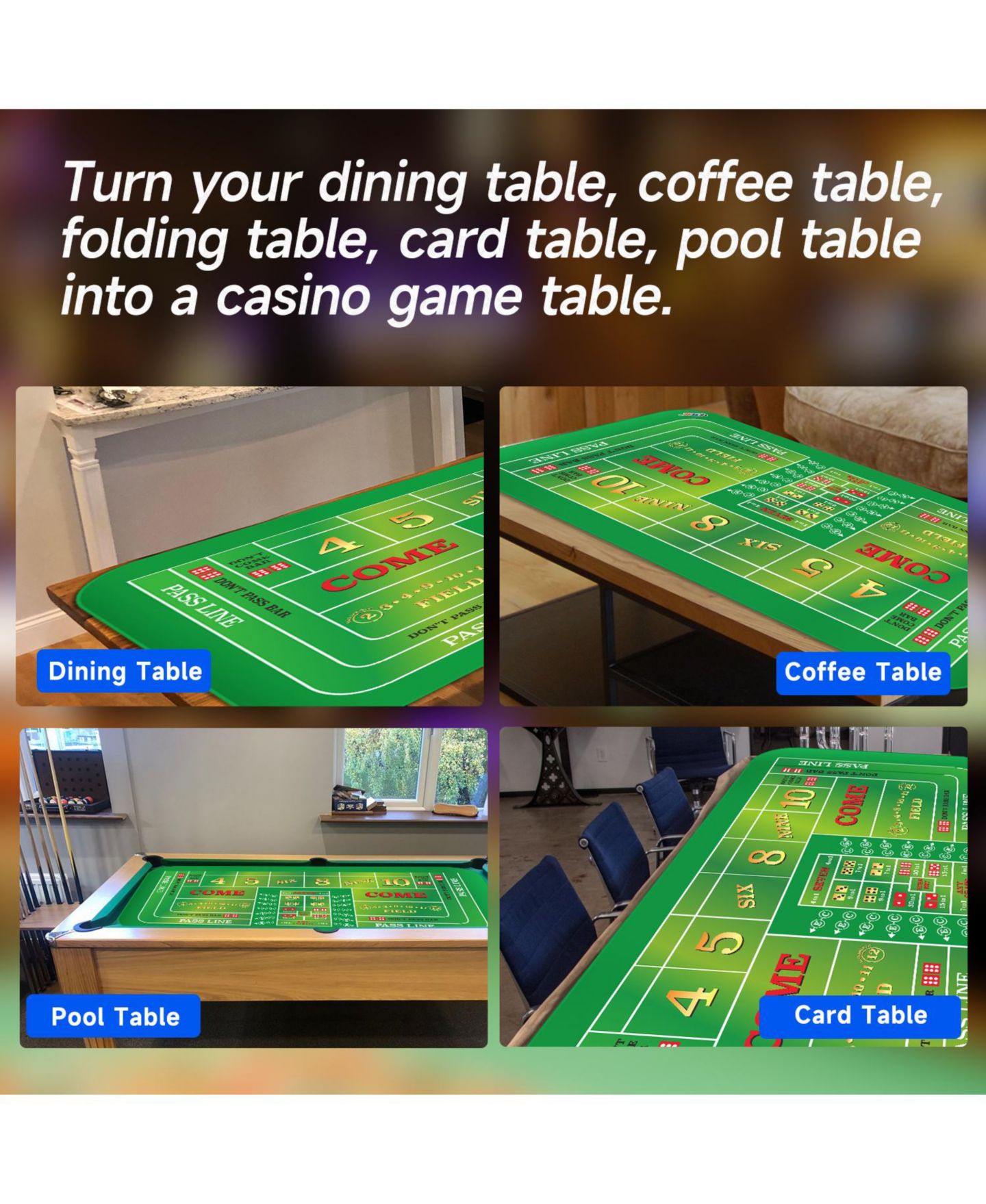 Детская игрушка GSE Games & Sports Expert Casino Craps Non-Slip Herringbone Rubber Tabletop Layout Mat, 70" x 35", от 3 лет — фото 3