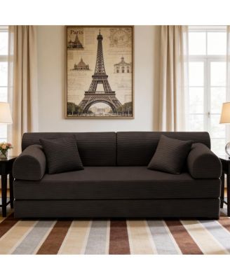 78 inches Convertible Sleeper Sofa Bed with Pillow, Corduroy Folding Mattress Couch