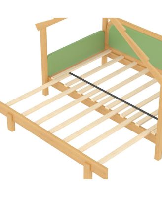Twin Size Wood Treehouse Bed with Soft Cushion Rails