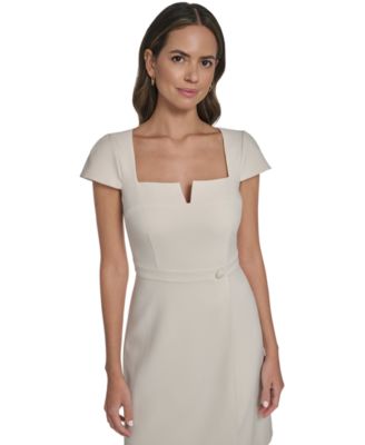 Women's Signature Stretch Cap Sleeve Fit And Flare Dress