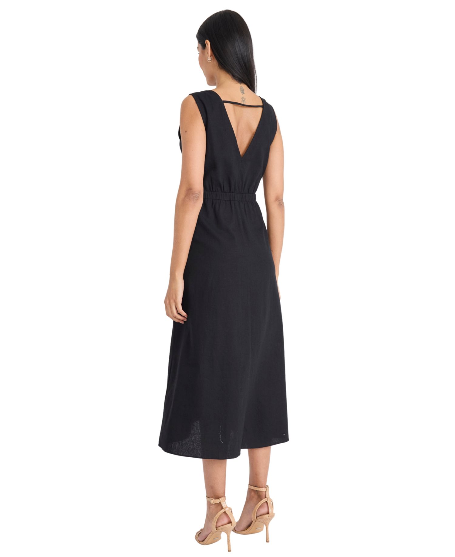 Women's Sleeveless Tie Belt Midi Dress