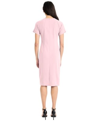 Women's Short-Sleeve Sheath Midi Dress