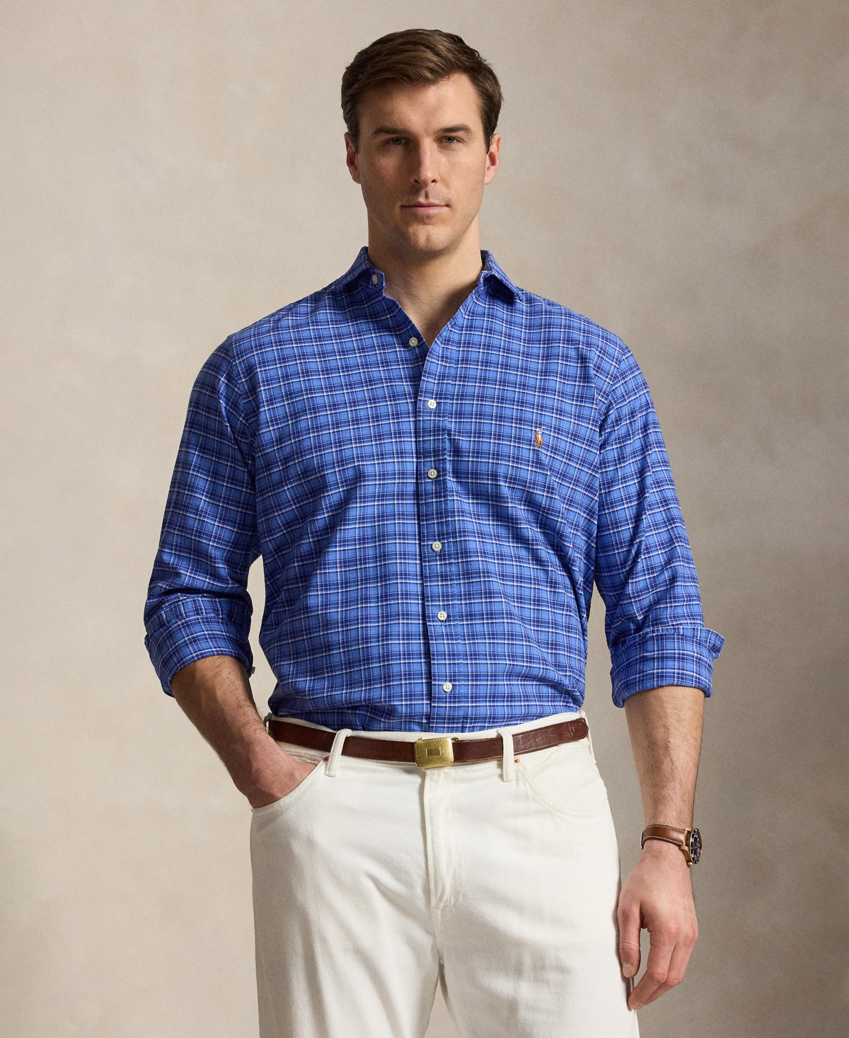Polo Ralph Lauren Men's Big & Tall Plaid Oxford Shirt