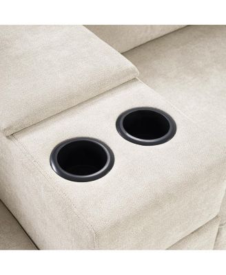 5-Seat 134" U-Shape Sectional Sofa with Chaise, Cup Holders & Storage