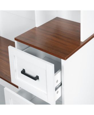 Modern Entryway Bench with Coat Rack, 3 Shelves, Drawers & Hooks