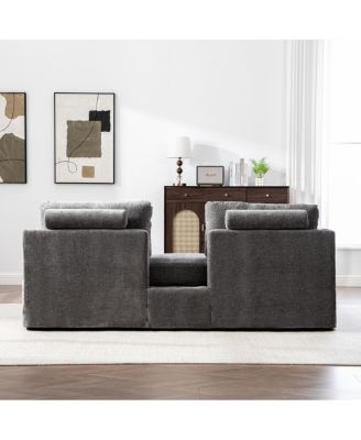 Chenille Double-Seater Sofa with Pillows