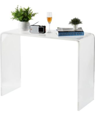 Acrylic Narrow Console Table for Entryway Acrylic Desk, Square Legs, Skinny Entry Table for Sofa, Foyer, Hallway, Living Room