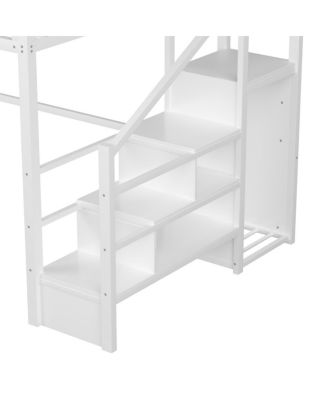 Queen Size Loft Bed with Stairs and Wardrobe