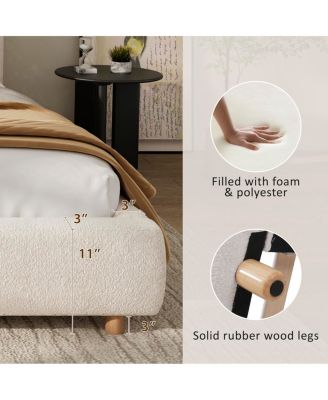 King Size Boucle Upholstered Bed, Curved Design