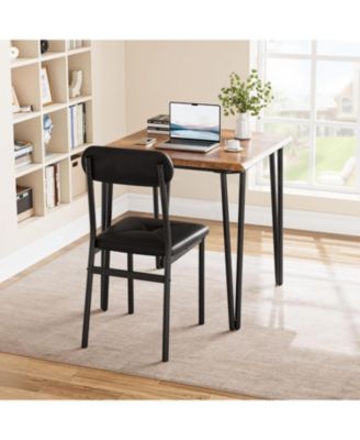 Dining Table Set for 4 Kitchen Table with Upholstered Chairs for Kitchen Room and Small Spaces (Retro Table with 2 Upholstered Chairs)