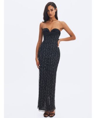 Women's Preslie Satin & Crystal Mesh Sheath Maxi Dress