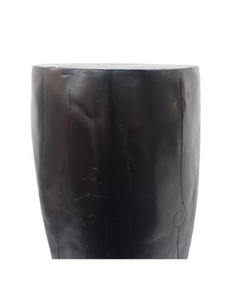 Outdoor Side Table, Hollow Design, Patio Garden Stool, Black Concrete