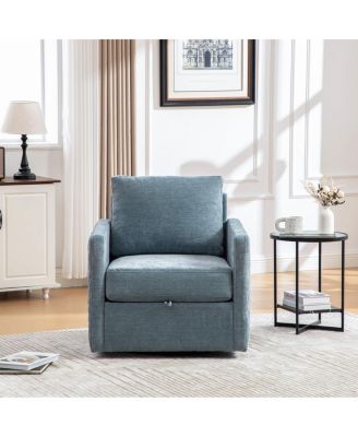 360° Swivel Armchair with Hidden Storage & Pillow