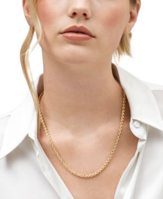 Hollow Rope Chain Necklace in 14k Yellow Gold