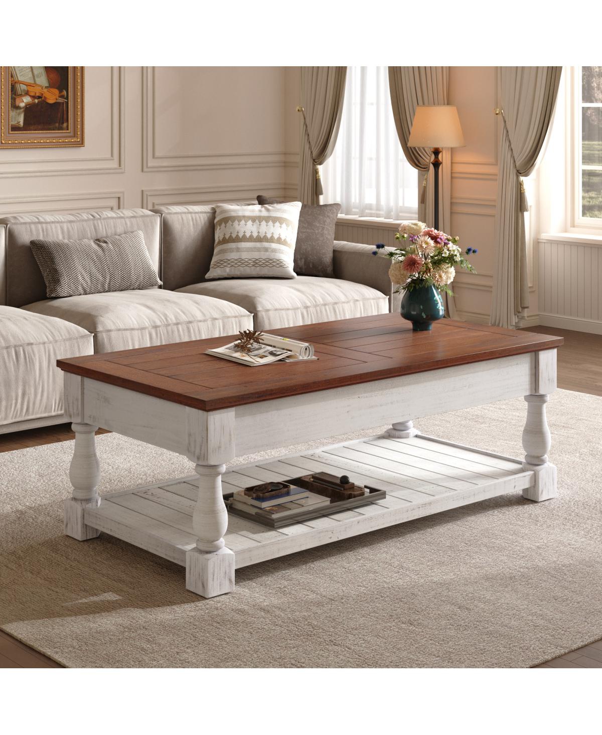 Streamdale Furniture Retro Lift-Top Coffee Table with Storage, Hidden Compartment