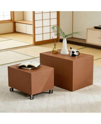 Streamdale Modern Brown MDF Saddle Leather Table – Two Compact Sizes