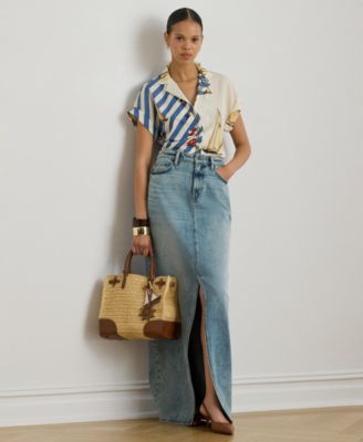 Women's Denim Pencil Maxi Skirt