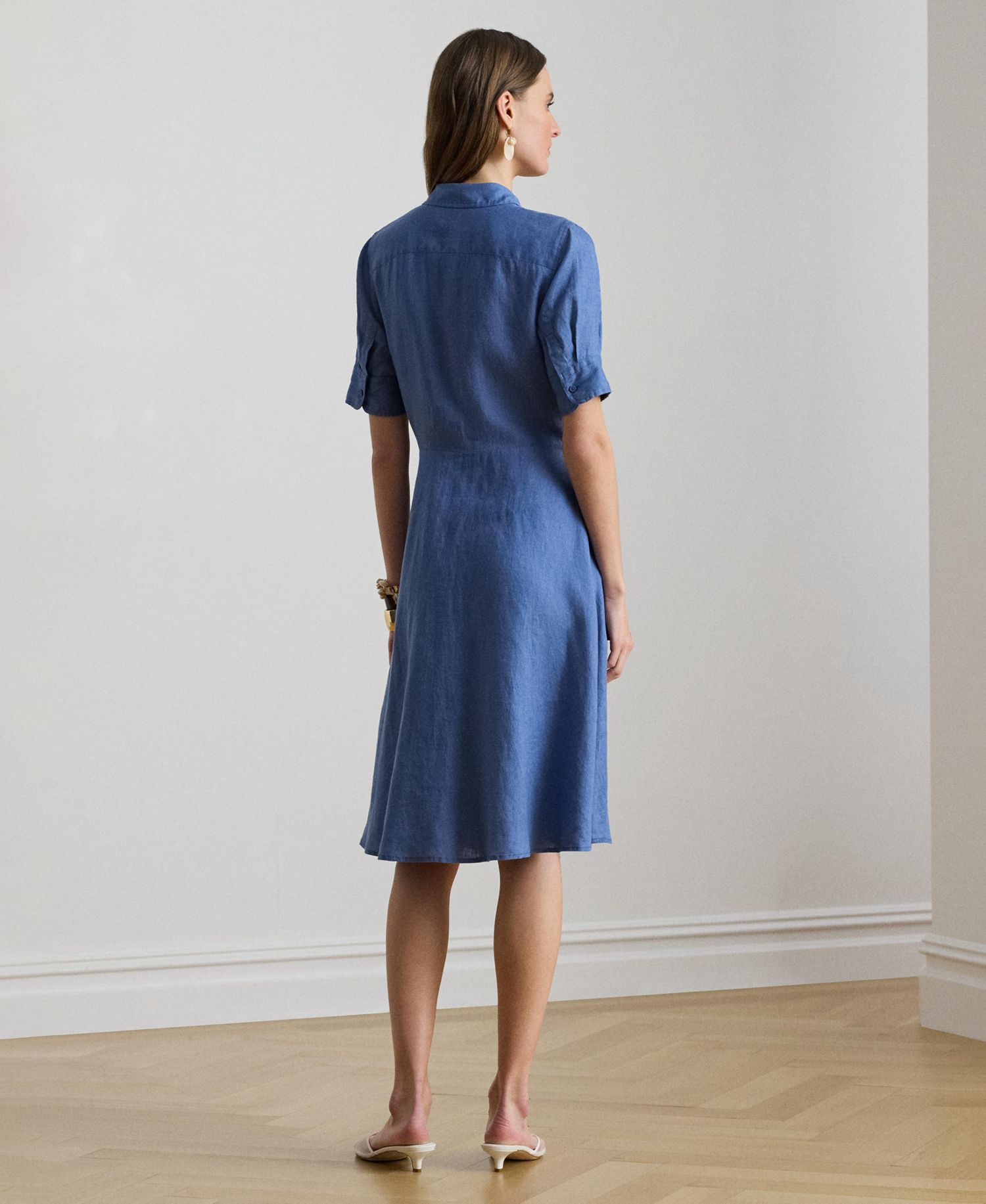 Women's Point Collar Shirt-Dress