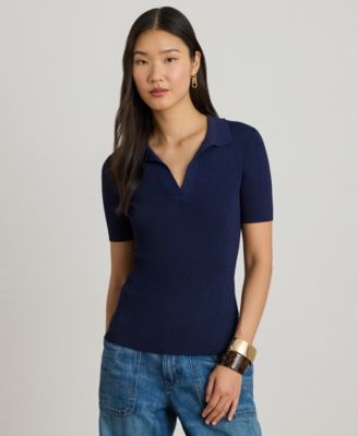 Women's Slim Fit Polo Collar Top