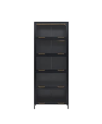 Streamdale 76.75" Tall Iron Display Cabinet with Glass Doors & LED Lights