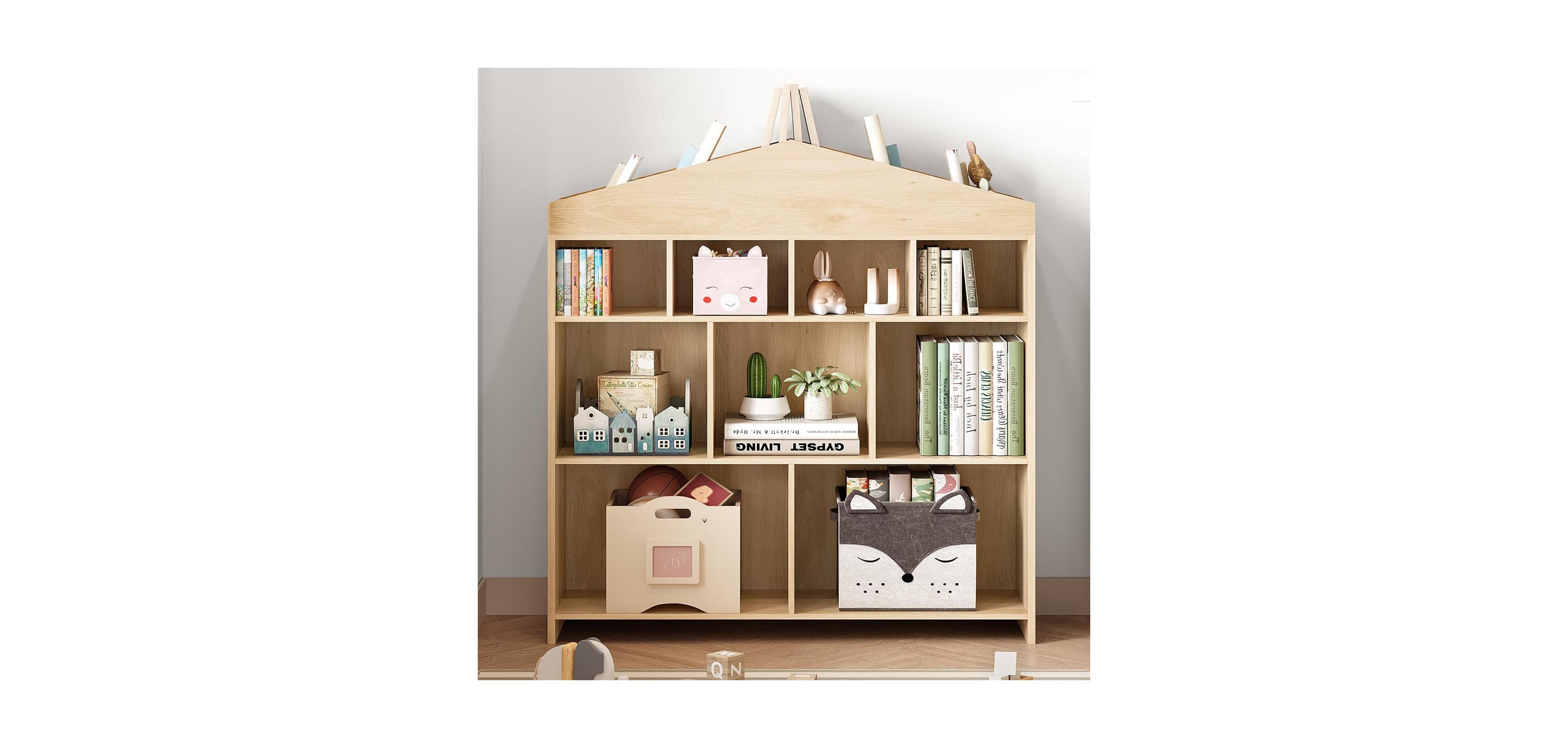 gaomon 9-Cubby Kids Bookshelf – Wooden Toy Storage Organizer, Toddler Bookcase and Playhouse Cabinet Shelf for Boys Girls