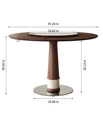 Streamdale Solid Wood Dining Table with Glass Lazy Susan & Steel Base