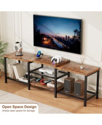 TV Stand to 75 Inch TV, Entertainment Center with Power Outlet,TV Media Console Table with 3-Tier Open Storage Shelves