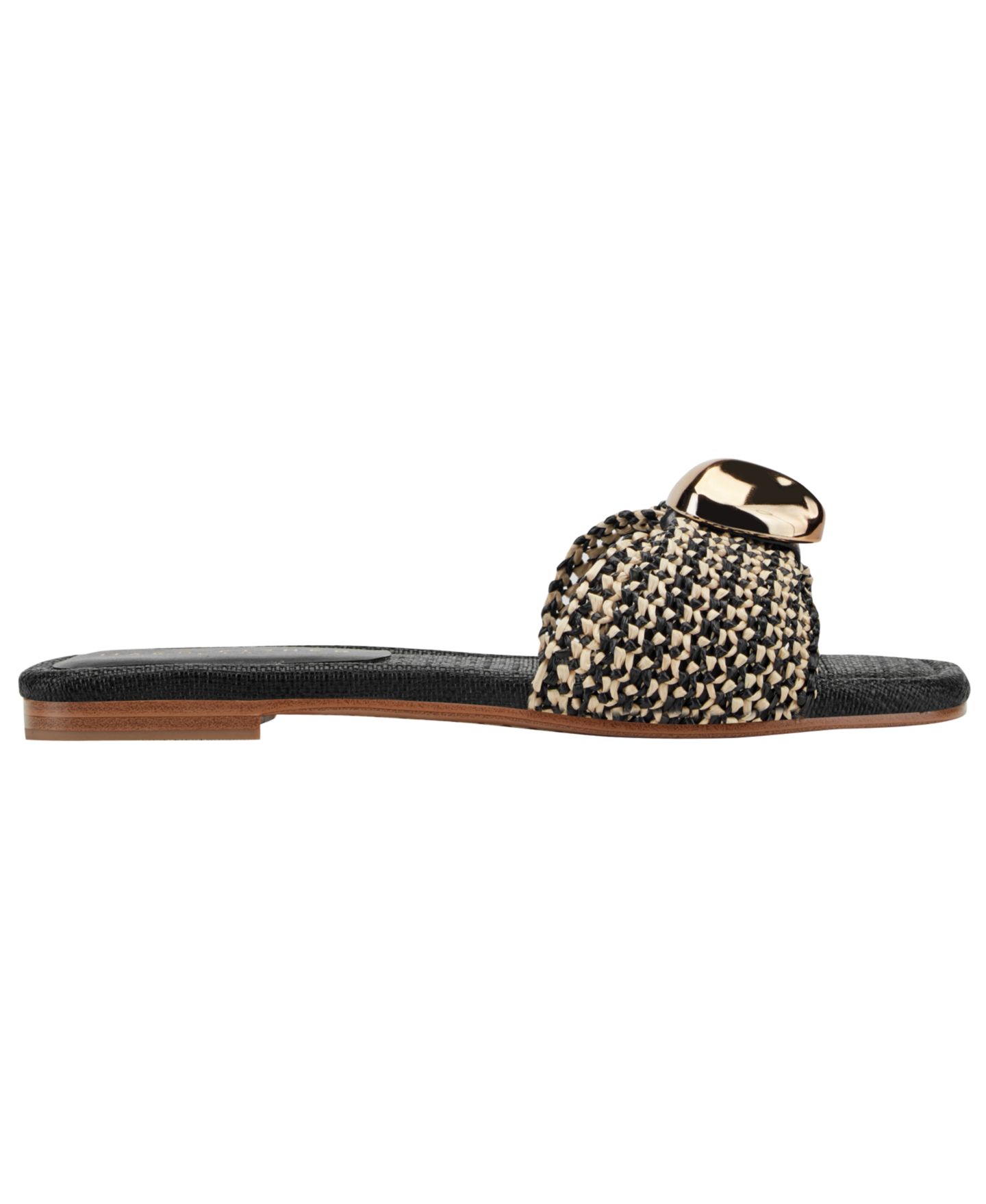 Женские сандалии Marc Fisher LTD Nalena Ornamented Woven Flat, цвет: Чёрный / Бежевый — фото 2