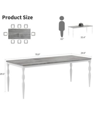 71 Inch Rectangular Dining Table for 6 Rustic Farmhouse Kitchen Table with Large Tabletop Long Wooden Table with Heavy Duty Legs.