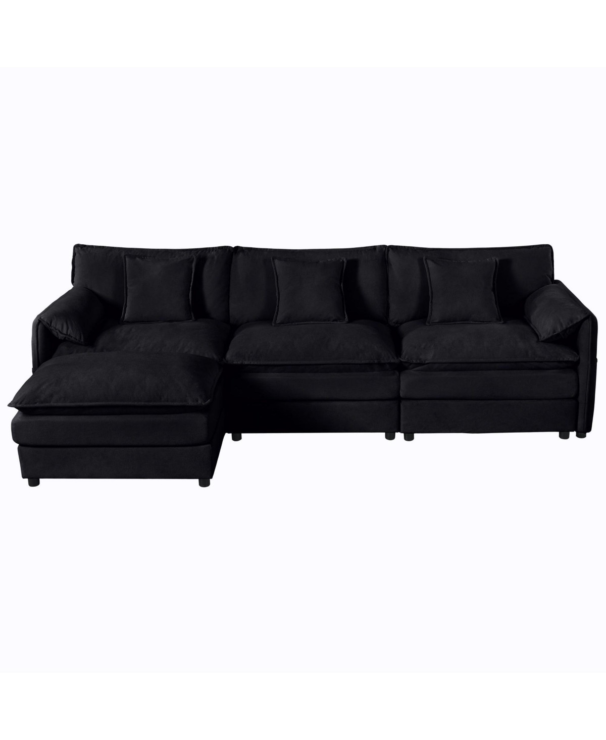 Boyel Living Modular Sectional Sofa , 3-Seater Comfy Cloud Couches with Movable Ottoman, Chenille