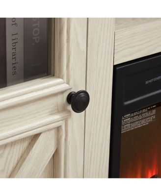 60.23"W Farmhouse Barn Door TV Stand with Fireplace Insert