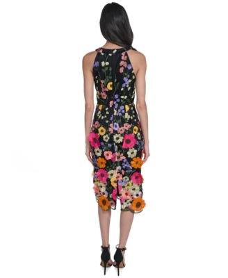 Petite Square Neck Embroidered Midi Dress
