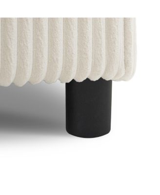 Streamdale 112" Corduroy Sectional Sofa w/ Bluetooth, Console, USB, Cup Holders, Storage