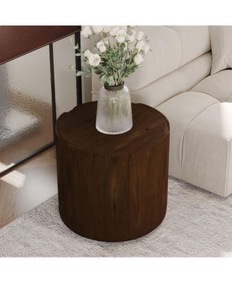 Modern Wood Grain Patio Garden Stool, Sturdy Waterproof, No-Assembly Table