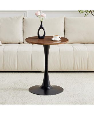 Streamdale Round Dining Table, 23.6" Tulip Table with Thickened Top & Metal Pedestal