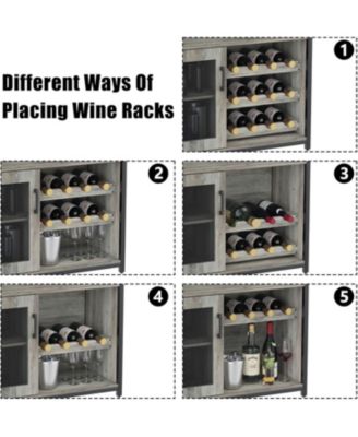 Wine Cabinet with Large Storage Space and Detachable Rack Small Sideboard and Buffet Cabinet with Mesh Door