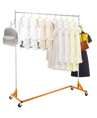 Z Rack, Adjustable Height Rolling Z Garment Rack, Sturdy Steel Z Base Clothing Rack with Lockable Casters for Home and Garment Store