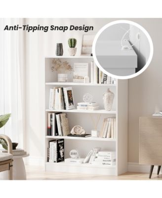 4-Tier Open Storage Shelf, Modern Wood Bookshelf, Wide Bookcase with Adjustable Shelves for Living Room, Home Office and Library