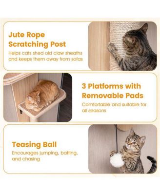 Height-Adjustable Door Cat Tree, 5-Level No-Drill Climber for Apartments