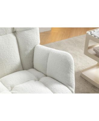  Teddy Fabric Leisure Rocking Chair with Adjustable Footstool