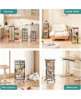5-Tier Rotating Storage Cart for Kitchen & Pantry