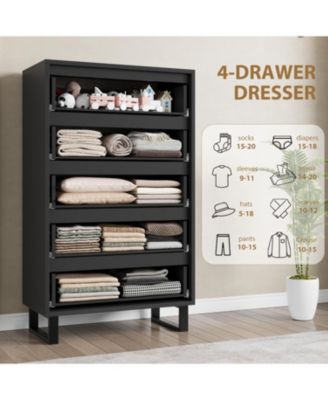 5 Dresser for Bedroom, 50 in Tall Dresser, Freestanding Vertical Drawer with Storage, Wooden Closet Chest Storage for Living Room.