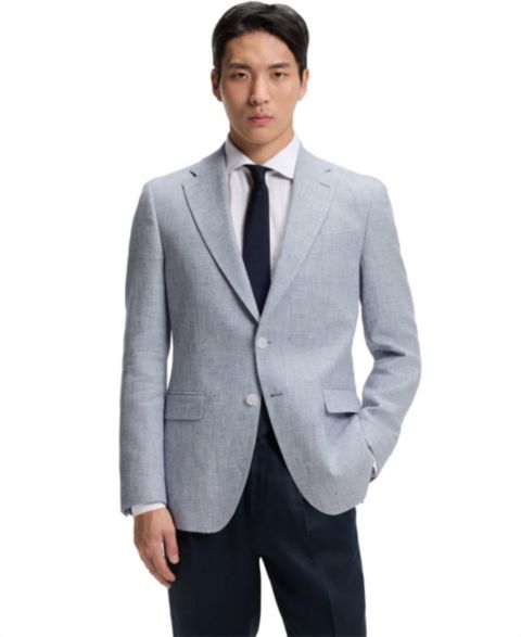 Мужской пиджак Hugo Boss Pepita Houndstooth Pattern Slim-Fit Blazer, цвет: Синий