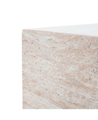 Outdoor/Indoor Square Travertine Lightweight Concrete Side Table