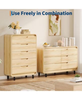 Dresser for Bedroom with 5 Drawers,Chest of Drawers with Large Wood Storage Dresser, TV Stand for Bedroom