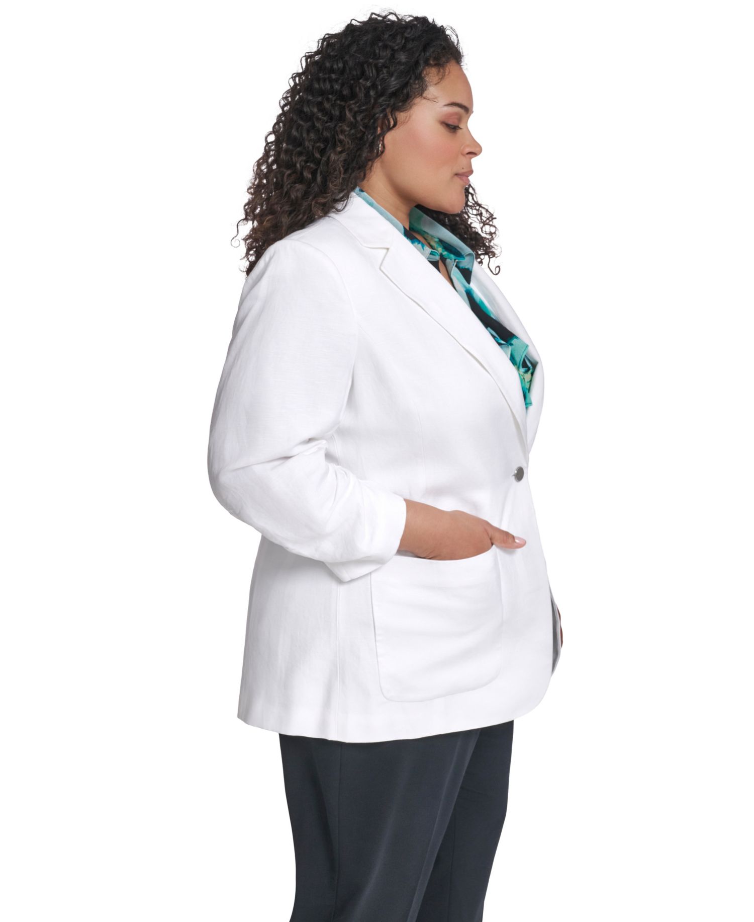 Plus Size Notch Collared Blazer