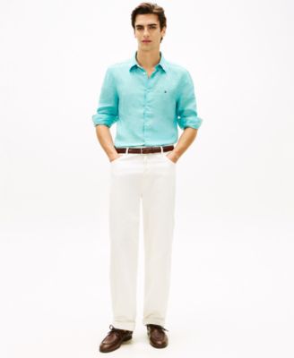 Men's Button-Down Linen Long-Sleeve Shirt